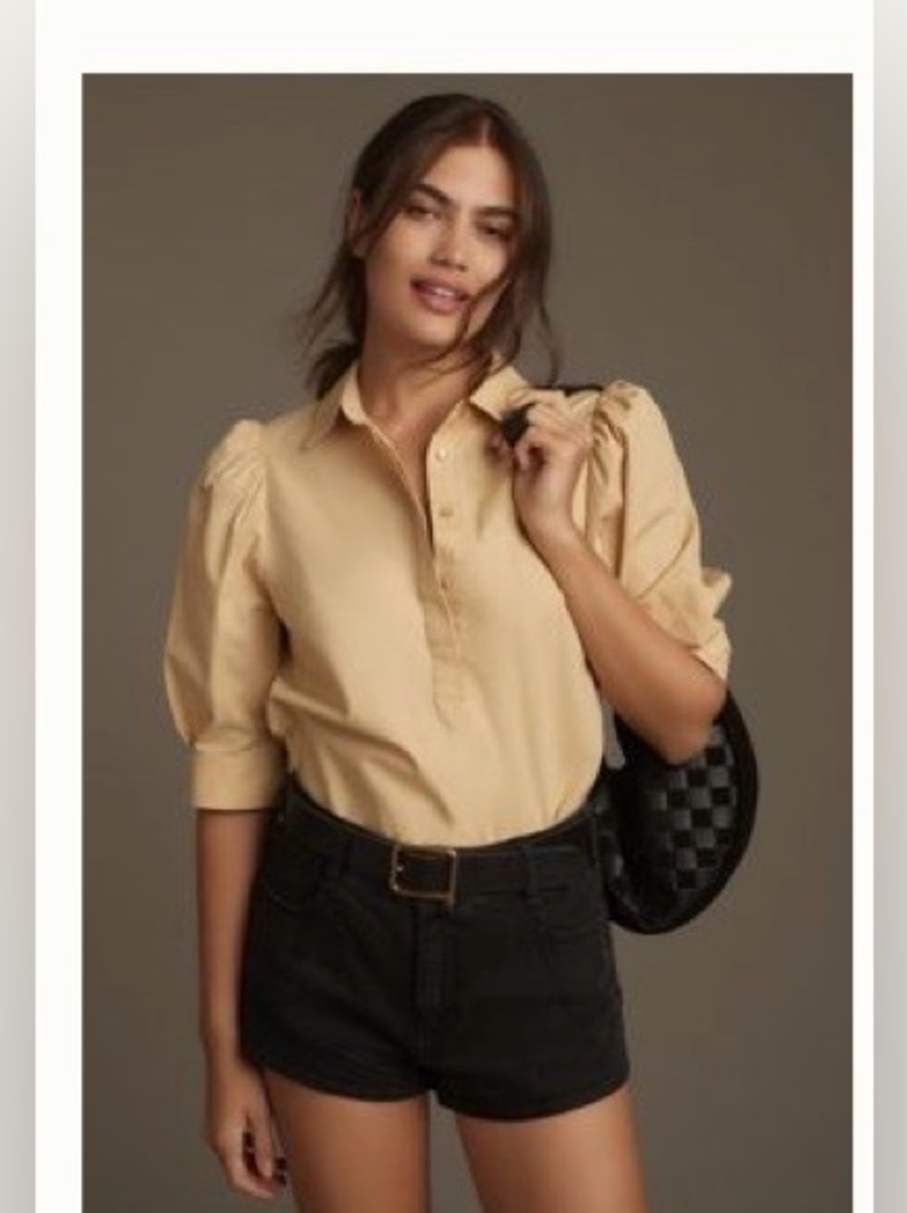 Anthropologie Maeve Poplin Henley Shirt